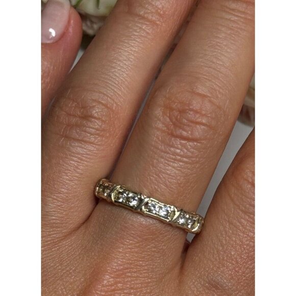 925 STERLING SILVER GOLD PLATED CZ RING SIZE 9 - Picture 7 of 9
